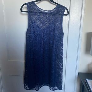 Blue lace shift dress with slip included